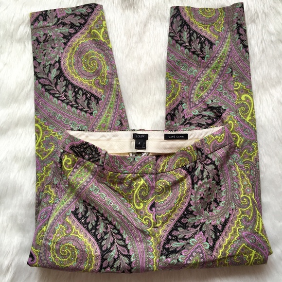 J.Crew Tall Cafe Capri In Paisley Print Size 4 - Picture 5 of 9